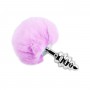 Металева анальна пробка Кролячий хвостик Alive Fluffy Twist Plug L Purple, діаметр 3,8 см