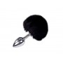 Металева анальна пробка Кролячий хвостик Alive Fluffy Plug S Black, діаметр 2,8 см