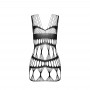 Бодістокінг-сукня Passion BS089 black, міні, плетіння у вигляді павутини