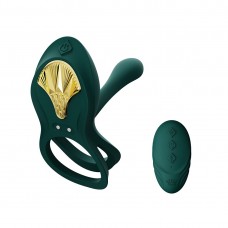 Смарт-эрекционное кольцо Zalo BAYEK Turquoise Green, двойное с вводимой частью, пульт ДУ