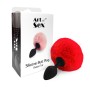 Силіконова анальна пробка М Art of Sex - Silicone Butt plug Rabbit Tail, Червоний