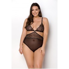 Боди Passion Amberly Body 4XL/5XL black, ассиметричный крой, кружевной лиф, золотая нить