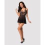 Еротичний мереживний комплект із сіточкою Obsessive 838-BAB-1babydoll & thong black S/M, чорний, пен