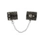 Широкие наручники с блестками и цепью Obsessive A747 cuffs, черно-серебряные