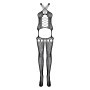 Бодістокінг Obsessive Bodystocking G313 S/M/L, шнурівка, геометричний декор