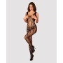 Сітчастий бодістокінг з вирізами та малюнком Obsessive Bodystocking G328 S/M/L, чорний, комбінезон