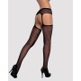 Сетчатые чулки-стокинги с цветочным рисунком Obsessive Garter stockings S207 S/M/L, черные, имитация