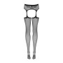 Сетчатые чулки-стокинги с узором на ягодицах Obsessive Garter stockings S232 S/M/L, черные, имитация
