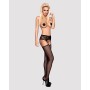 Сетчатые чулки-стокинги с кружевным поясом Obsessive Garter stockings S307 S/M/L, черные, имитация г