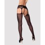 Сетчатые чулки-стокинги с кружевным поясом Obsessive Garter stockings S307 S/M/L, черные, имитация г