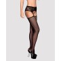 Сетчатые чулки-стокинги с кружевным поясом Obsessive Garter stockings S307 XL/XXL, черные, имитация 