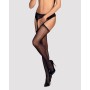 Сетчатые чулки-стокинги со стрелкой Obsessive Garter stockings S314 S/M/L, черные, имитация гартеров