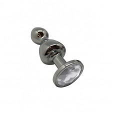 Металлическая анальна пробка Wooomy Lollypop Double Ball Metal Plug S, диаметр 2,8 см, длина 8,5 см