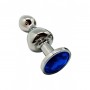 Металева анальна пробка Wooomy Lollypop Double Ball Metal Plug Blue L діаметр 3,5 см, довжина 10,5см