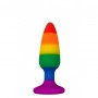 Силіконова анальна пробка Wooomy Hiperloo Silicone Rainbow Plug S, діаметр 2,4 см, довжина 9 см