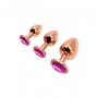 Металева анальна пробка Wooomy Tralalo Rose Gold Metal Plug Magenta L, діаметр 4 см, довжина 9 см