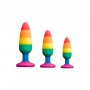 Силіконова анальна пробка Wooomy Hiperloo Silicone Rainbow Plug L, діаметр 3,9 см, довжина 13,1 см