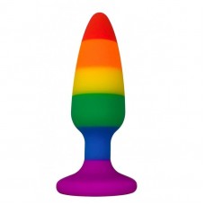 Силиконовая анальная пробка Wooomy Hiperloo Silicone Rainbow Plug L, диаметр 3,9 см, длина 13,1 см