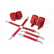 Набір Feral Feelings BDSM Kit 3 Red, наручники, поножі, конектор
