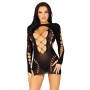 Leg Avenue Long sleeve cut out mini dress Black O/S