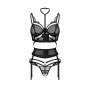 Комплект Obsessive Premisis Black 3-pcs crotchless set 2XL/3X