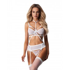 Комплект Obsessive Premisis White 3-pcs crotchless set L/XL