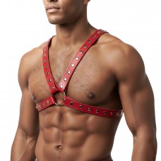 Мужская портупея Art of Sex - Spartacus, экокожа, цвет красный, размер XS-M