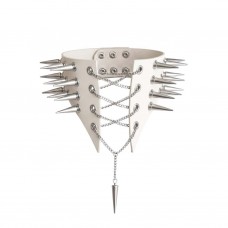 Чокер воротник с шипами Art of Sex - Ariadna, натуральная кожа, цвет белый, XS-M