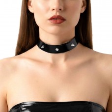 Лакированный чокер с шипами Art of Sex - Mistress, цвет черный, размер M
