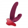 Двойной фаллоимитатор Fun Factory RYDE Wine Red, гибкие стволы, присоска