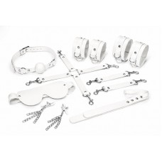 Набор Feral Feelings BDSM Kit 7 White, наручники, поножи, коннектор, маска, паддл, кляп, зажимы