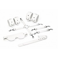 Набір Feral Feelings BDSM Kit 5 White, наручники, поножі, хрестовина, маска, падл