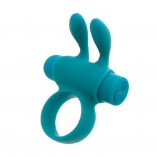 Эрекционное виброкольцо S Pleasures Premium Rabbit Ring бирюзовое, со съемной вибропулей и ушками
