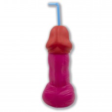 Коктейльный стакан-пенис с крышкой и трубочкой Diverty Sex Fuchsia