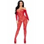 Бодістокінг Leg Avenue Crotchless Fishnet Bodystocking One Size Red