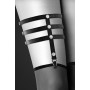 Гартер на ногу Bijoux Pour Toi - 3 THONGS Black, сексуальна підв'язка, екокожа