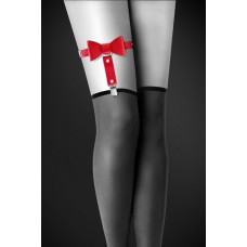 Гартер на ногу Bijoux Pour Toi - WITH BOW Red, сексуальна підв'язка з бантиком, екокожа