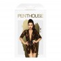 Комплект пеньюар з декором у вигляді троянд та стрінгами Penthouse - Sweet Retreat Black XL