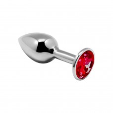 Металевий анальний затор із кристалом Alive Mini Metal Butt Plug Red M