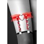 Гартер на ногу Bijoux Pour Toi - WITH HEART AND SPIKES Red, сексуальная подвязка с сердечком
