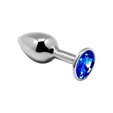 Металевий анальний затор із кристалом Alive Mini Metal Butt Plug Blue M