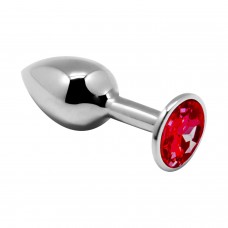 Металевий анальний затор із кристалом Alive Mini Metal Butt Plug Red L