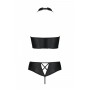 Комплект з еко-шкіри: бра та трусики з імітацією шнурівки Nancy Bikini black L/XL - Passion
