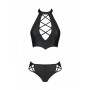 Комплект з еко-шкіри: бра та трусики з імітацією шнурівки Nancy Bikini black L/XL - Passion