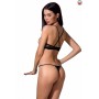 Комплект білизни QUENTRIS BIKINI black L/XL - Passion Exclusive, стрінги та напіввідкритий ліф