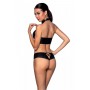 Комплект з еко-шкіри: бра та трусики з імітацією шнурівки Nancy Bikini black S/M - Passion