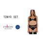 Комплект білизни TONYA SET black L/XL - Passion Exclusive: трусики, ліф, пояс для панчіх