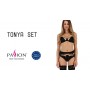 Комплект білизни TONYA SET black XXL/XXXL - Passion Exclusive: трусики, ліф, пояс для панчіх