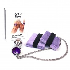 Наручники із металевою анальною пробкою Art of Sex Handcuffs with Metal Anal Plug size M Purple