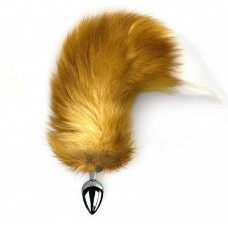 Металевий анальний затор із хвостом з натурального хутра Art Foxy fox